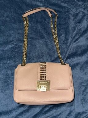 Michael Kors Blush Pink Leather Crossbody with Gold Chain